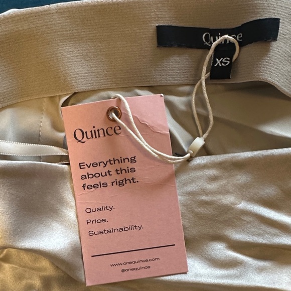 Quince Washable Silk Champagne Midi Skirt - XS - With Tags - Picture 4 of 6